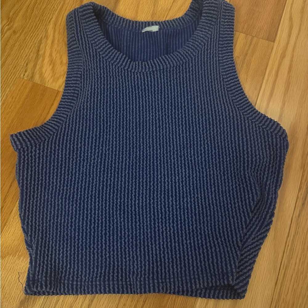 Blue Knit Sleeveless Top